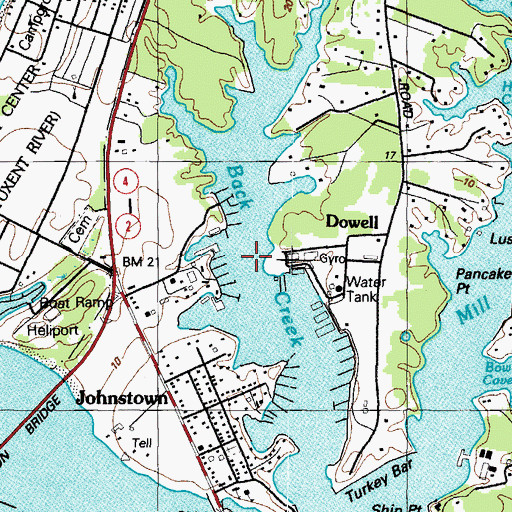 Topographic Map of Back Creek, MD