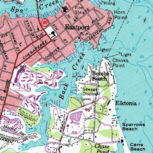 Topographic Map of Back Creek, MD