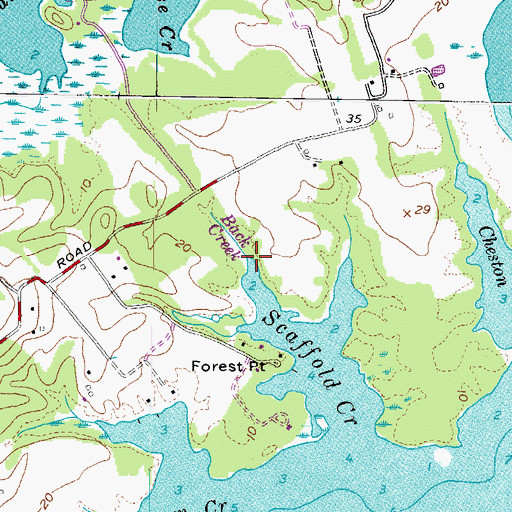 Topographic Map of Back Creek, MD