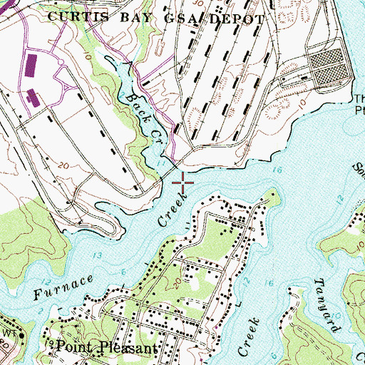Topographic Map of Back Creek, MD