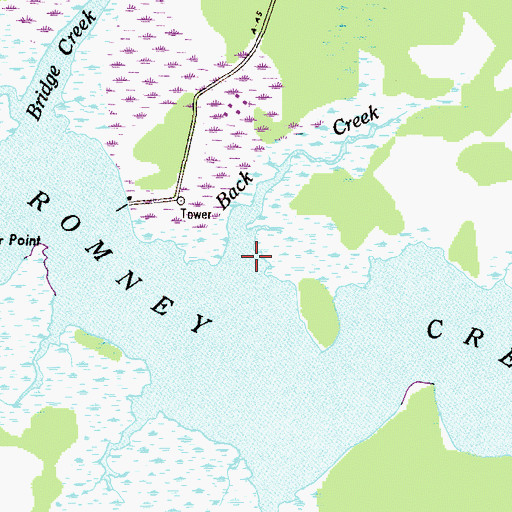 Topographic Map of Back Creek, MD