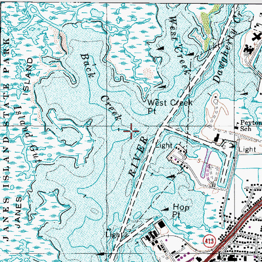 Topographic Map of Back Creek, MD