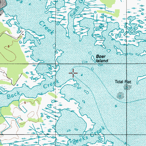 Topographic Map of Back Creek, MD