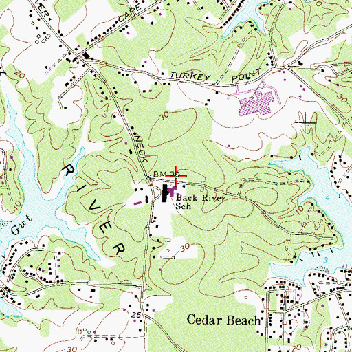 Topographic Map of Turkey Point Middle School, MD