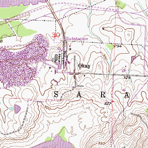 Topographic Map of Okay, AR