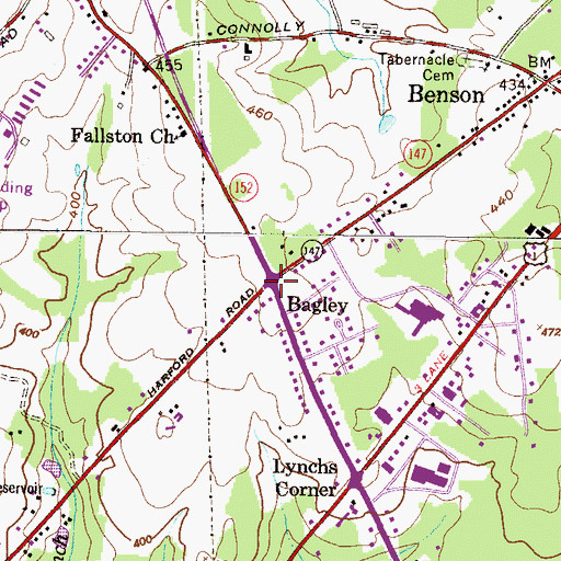 Topographic Map of Bagley, MD