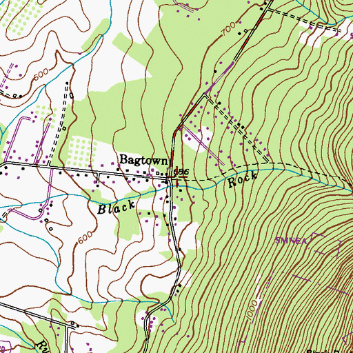 Topographic Map of Bagtown, MD