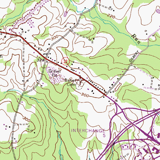 Topographic Map of Baker Cemetery, MD