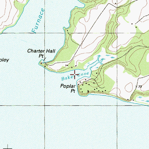 Topographic Map of Baker Cove, MD