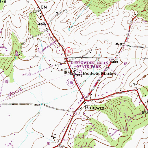 Topographic Map of Baldwin Station, MD