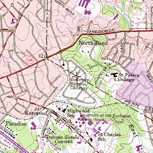 Topographic Map of Baltimore National Cemetery, MD