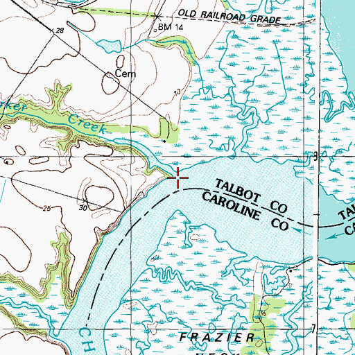 Topographic Map of Barker Creek, MD