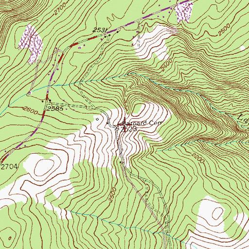 Topographic Map of Barnard Cemetery, MD