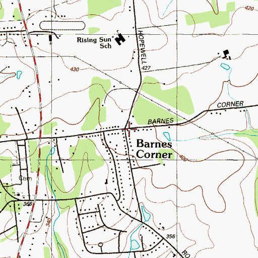 Topographic Map of Barnes Corner, MD