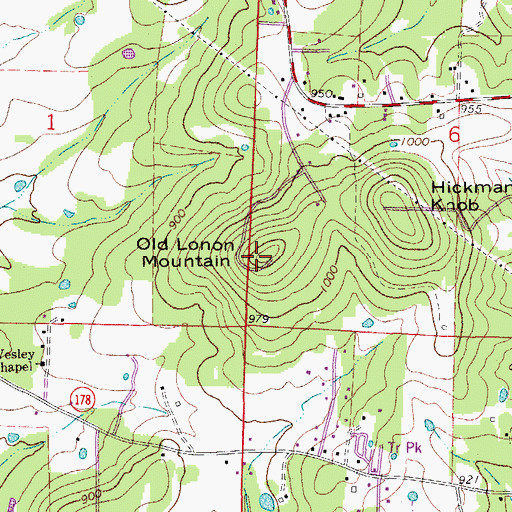 Topographic Map of Old Lonon Mountain, AR