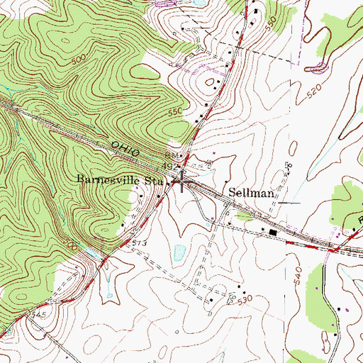 Topographic Map of Barnesville Station, MD