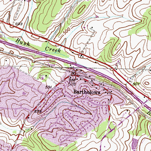 Topographic Map of Bartholows, MD