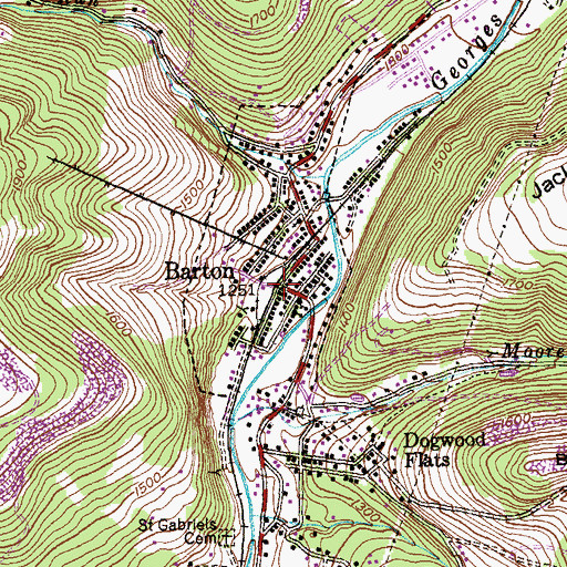Topographic Map of Barton, MD
