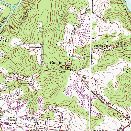 Topographic Map of Basils Church, MD