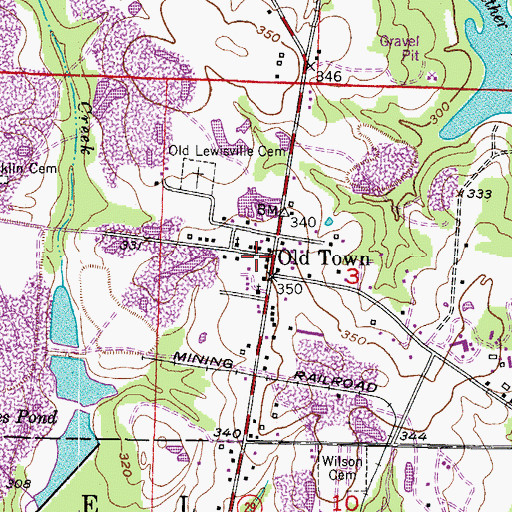 Topographic Map of Old Town, AR