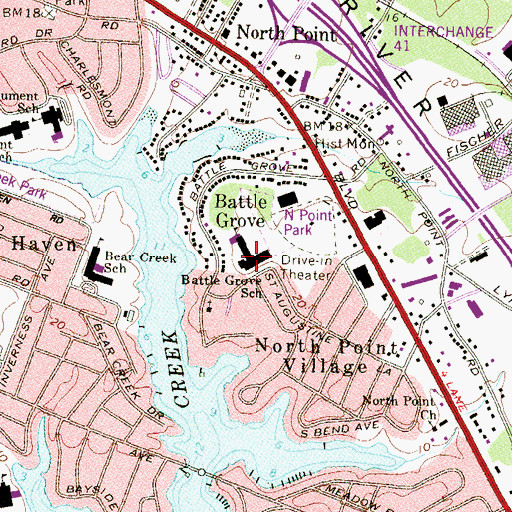 Topographic Map of Battle Grove Elementary School, MD