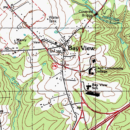 Topographic Map of Bay View, MD
