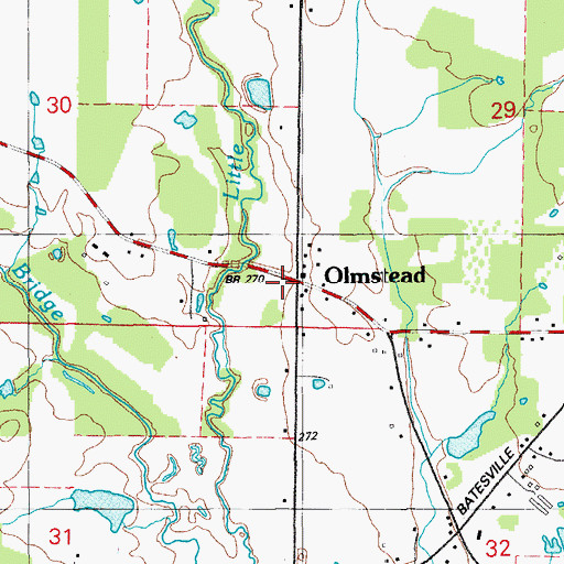 Topographic Map of Olmstead, AR