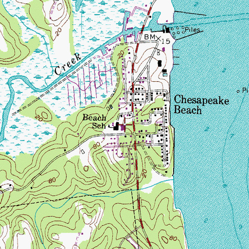 Topographic Map of Beach Elementary School, MD