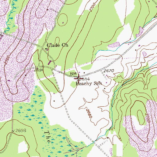Topographic Map of Beachy School, MD
