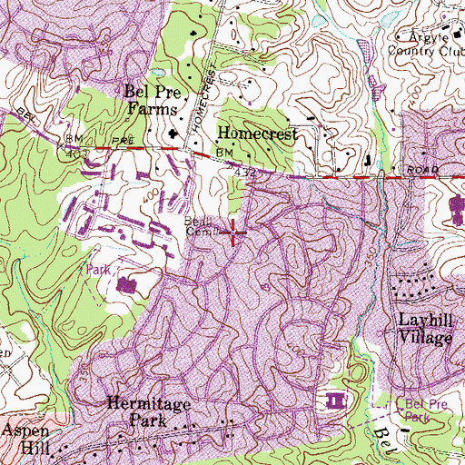Topographic Map of Beall Cemetery, MD