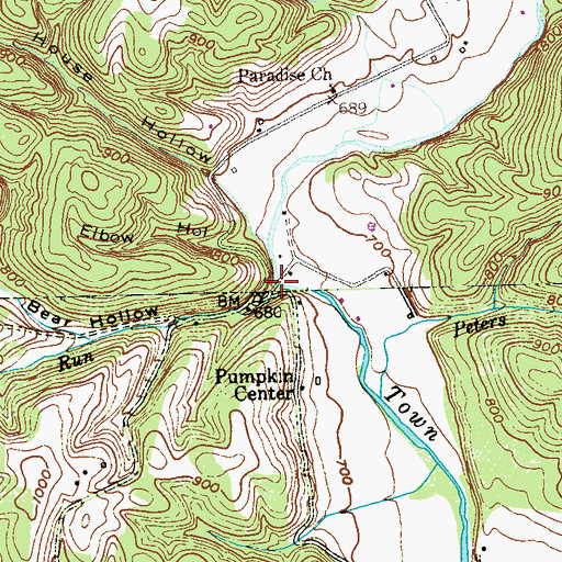 Topographic Map of Bear Hollow, MD