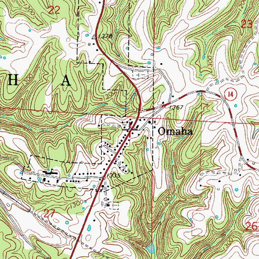 Topographic Map of Omaha, AR