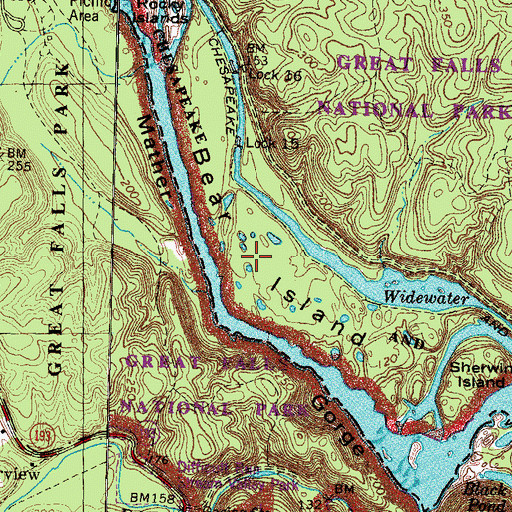 Topographic Map of Bear Island, MD