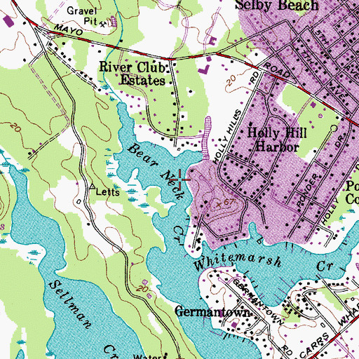 Topographic Map of Bear Neck Creek, MD