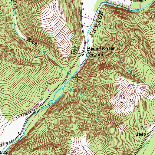 Topographic Map of Bear Pen Run, MD