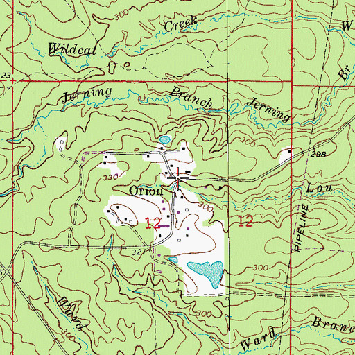 Topographic Map of Orion, AR