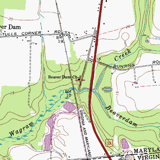 Topographic Map of Beaver Dam Church, MD