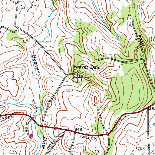 Topographic Map of Beaver Dam Presbyterian Church, MD