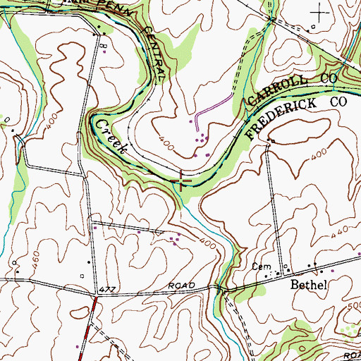 Topographic Map of Beaver Dam Creek, MD