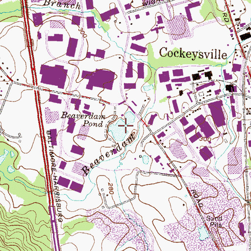Topographic Map of Beaverdam Pond, MD