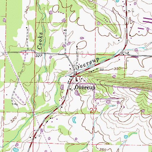 Topographic Map of Overcup, AR