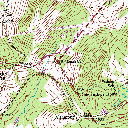 Topographic Map of Beckman Cemetery, MD