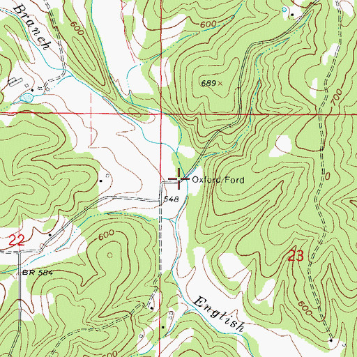 Topographic Map of Oxford Ford, AR