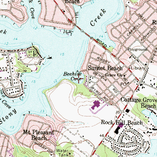 Topographic Map of Beehive Cove, MD