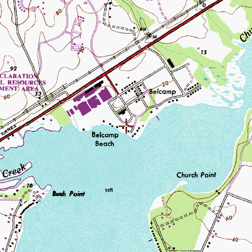 Topographic Map of Belcamp Beach, MD