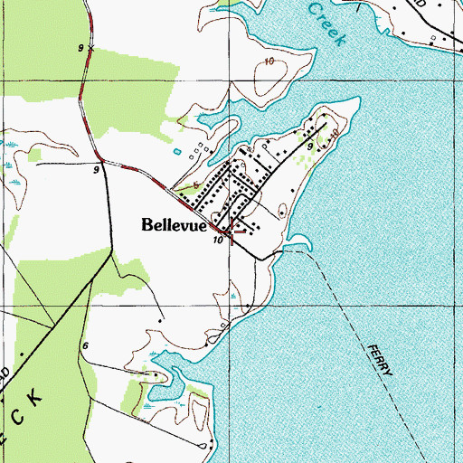 Topographic Map of Bellevue, MD