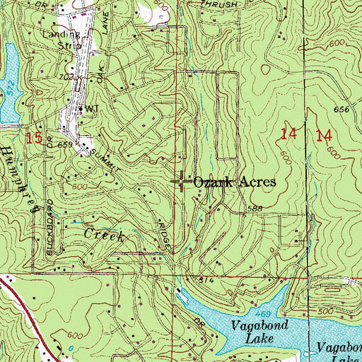 Topographic Map of Ozark Acres, AR