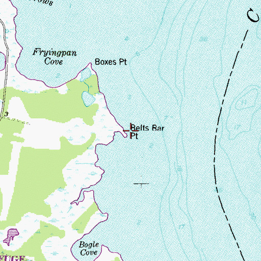 Topographic Map of Belts Bar Point, MD