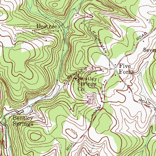 Topographic Map of Bentley Springs Church, MD