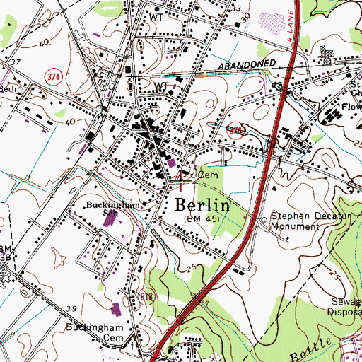 Topographic Map of Berlin, MD